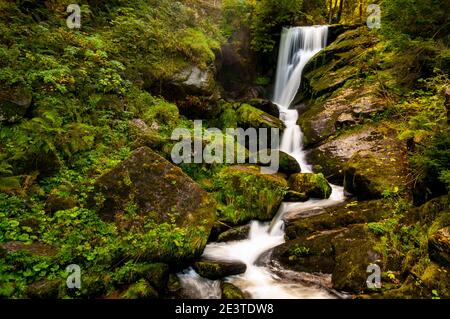 Ein Abschnitt von Deutschlands höchstem Wasserfall am Triberg im Schwarzwald. September. Stockfoto