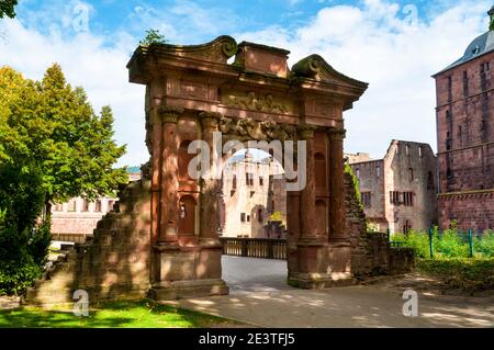 Das Elisabethtor von Schloss Heidelberg, Baden-Württemberg, Deutschland. September. Stockfoto