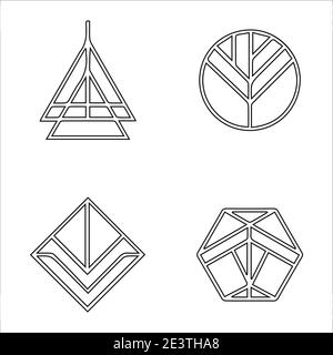 Abstrakte lineare Hipster Tribal Logos Symbole Stock Vektor