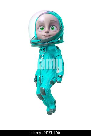 Junge der Astronaut Explorer in weißem Hintergrund, 3d-Illustration Stockfoto