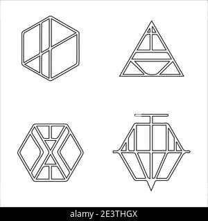 Abstrakte lineare Hipster Tribal Logos Symbole Stock Vektor