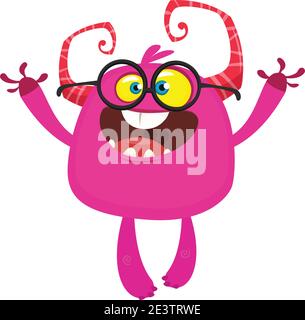 Lustige Cartoon Monster tragen Brillen. Vektor-Illustration von niedlichen Monster Charakter Stock Vektor