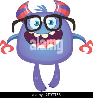 Lustige Cartoon Monster tragen Brillen. Vektor-Illustration von niedlichen Monster Charakter Stock Vektor