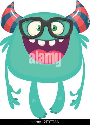 Lustige Cartoon Monster tragen Brillen. Vektor-Illustration von niedlichen Monster Charakter Stock Vektor