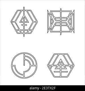 Abstrakte lineare Hipster Tribal Logos Symbole Stock Vektor