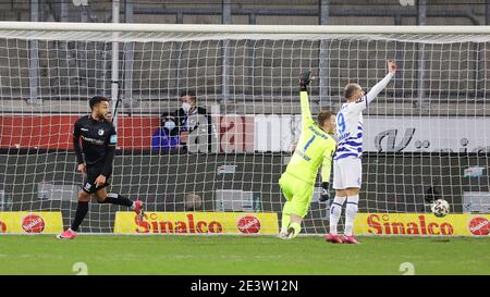 Stadt Duisburg, Deutschland. 20. Jan, 2021. firo: 20.01.2021, Fußball, 3. Bundesliga, Saison 2020/2021, MSV Duisburg - 1.FC Magdeburg FCM Léon Bell Bell Bell, Tor, Hit, Verwendung weltweit Credit: dpa/Alamy Live News Stockfoto