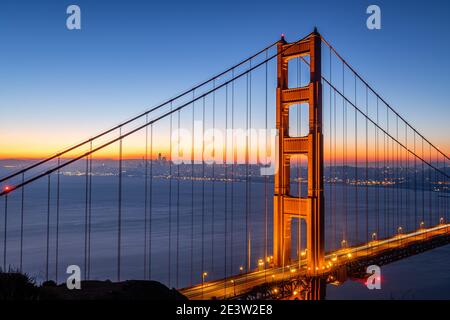 San Francisco Sonnenaufgang von Battery Spencer Stockfoto