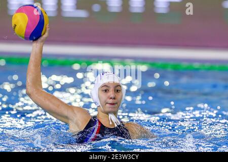 Triest, Italien. Januar 2021. TRIEST, ITALIEN - 20. JANUAR: Camelia während des Spiels zwischen Frankreich und der Slowakei bei den Olympischen Wasserball-Spielen der Frauen im Bruno Bianchi Aquatic Centre am 20. Januar 2021 in Triest, Italien (Foto: Marcel ter Bals/Orange Pictures/Alamy Live News) Stockfoto