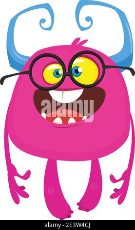 Lustige Cartoon Monster tragen Brillen. Vektor-Illustration von niedlichen Monster Charakter Stock Vektor