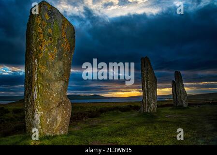 Menhire auf dem Gelände des Ring of Brodgar in Schottland Stockfoto