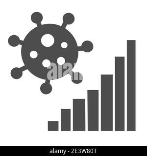 Corona Virus Statistik solide Symbol, Coronavirus Epidemie Konzept, Covid-19 Wachstumsdiagramm Zeichen auf weißem Hintergrund, Virus bestätigt Fälle Bericht Symbol in Stock Vektor