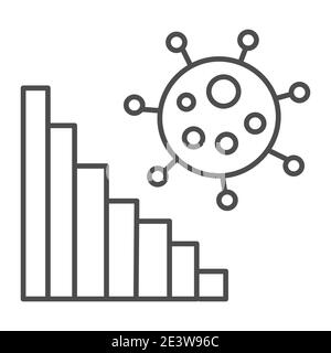 Corona Virus Statistik dünne Linie Symbol, Coronavirus Epidemie Konzept, Covid-19 Wachstumsdiagramm Zeichen auf weißem Hintergrund, Virus bestätigt Fälle berichten Stock Vektor