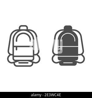 Rucksack Linie und solide Symbol, Sommer Tourismus Konzept, Sport Rucksack Zeichen auf weißem Hintergrund, Reise Rucksack Symbol in Outline-Stil für mobile Stock Vektor