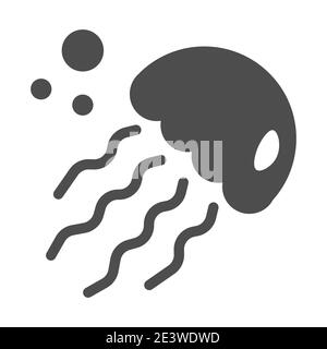Quallen solide Ikone, Ozean-Konzept, medusa-Zeichen auf weißem Hintergrund, Meer Gelee-Symbol in Glyph-Stil für mobile Konzept und Web-Design. Vektorgrafiken Stock Vektor