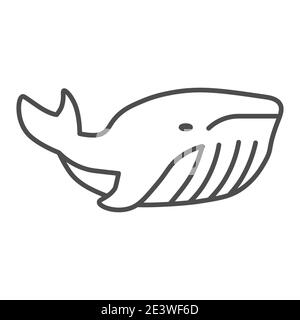 Wal dünne Linie Symbol, Ozean-Konzept, sehr große marine Säugetier Zeichen auf weißem Hintergrund, Orca Wal Symbol in Umriss-Stil für mobile Konzept und Web Stock Vektor