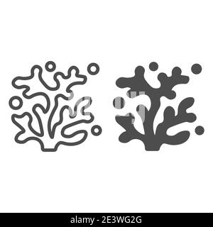 Coral Linie und solide Symbol, Meer und Unterwasser-Konzept, Meer Unterwasser-Pflanze Zeichen auf weißem Hintergrund, Korallenbaum Symbol in Umriss-Stil für mobile Stock Vektor