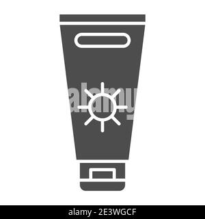Sunblock Creme solide Ikone, Sommer-Konzept, Sonnenschutz Zeichen auf weißem Hintergrund, Sonnenschutz Creme Symbol in Glyph-Stil für mobile Konzept und Web Stock Vektor
