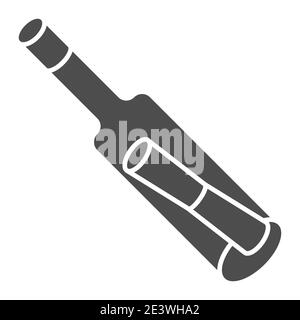 Hinweis in der Flasche solide Symbol, marine Konzept, Nachricht in der Flasche Zeichen auf weißem Hintergrund, Glasbehälter mit Kork und Notizpapier Symbol in Glyph-Stil Stock Vektor
