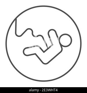 Schwangerschaft Scan dünne Linie Symbol, Mutterschaft Konzept, Baby auf Ultraschall-Bildschirm Zeichen auf weißem Hintergrund, Screening Baby im Mutterleib Symbol in Umriss Stil für Stock Vektor