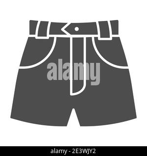 Denim Shorts Solid Icon, Sommerkleidung Konzept, Shorts Zeichen auf weißem Hintergrund, Jeans Damen Sommerhose Icon im Glyph Stil für mobile Konzept und Stock Vektor