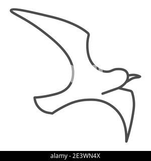 Möwe dünne Linie Symbol, marine Konzept, Möwe Zeichen auf weißem Hintergrund, Flying Bird Silhouette Symbol in Umriss Stil für mobile Konzept und Web Stock Vektor