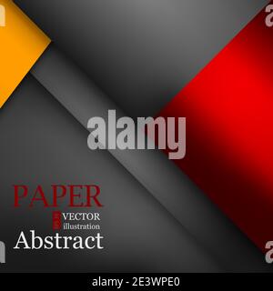 Orange Lichtwinkel Hot-Ton Farbe Hintergrund und rote Linie Überlappende Papierschicht auf dunklem Raum für Text und Nachricht Modernes Design mit Kunstwerken Stock Vektor