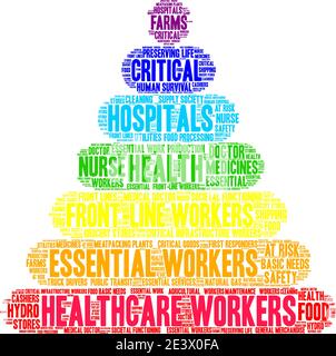 Mitarbeiter im Gesundheitswesen Wort Wolke auf einem weißen Hintergrund. Stock Vektor
