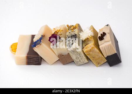 Schöne handgemachte Seife. Stockfoto