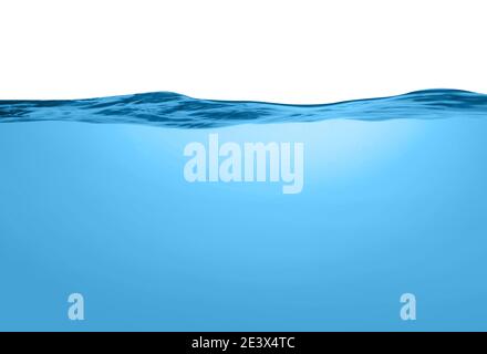 Unterwasser-Wasserlinie isoliert auf weiß Stockfoto