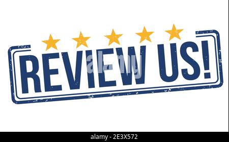 Review US Grunge Gummi Stempel auf weißem Hintergrund, Vektor-Illustration Stock Vektor