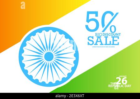 Illustration von Happy Indian Republic Tag Poster oder Banner Hintergrund. Stock Vektor