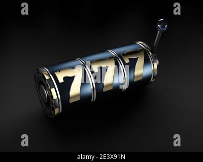 3d Rendering von Slot Maschine mit glücklichen sevens Jackpot, Clipping-Pfad enthalten Stockfoto