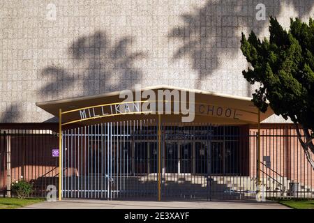 Eine allgemeine Ansicht der Millikan High School, Sonntag, 10. Januar 2021, in Long Beach, Kalifornien. Stockfoto