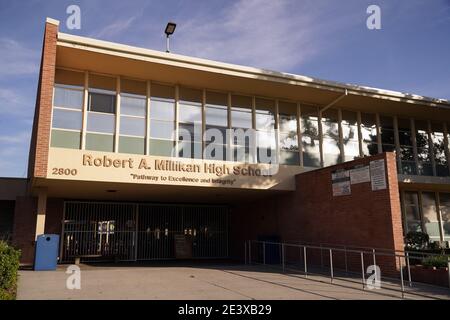 Eine allgemeine Ansicht der Millikan High School, Sonntag, 10. Januar 2021, in Long Beach, Kalifornien. Stockfoto