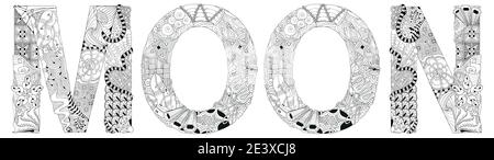 Handgemaltes Kunstdesign. Handgezeichnete Illustration Mond für T-Shirt und andere Deko. Handgemaltes Kunstdesign. Stock Vektor