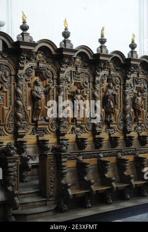 Averbode, Abteikirche, Chorgestühl (1671–1673) von Octaaf Henry Stockfoto