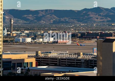 Ein Southwest Airlines Flugtaxi am McCarran International Airport in Las Vegas Stockfoto