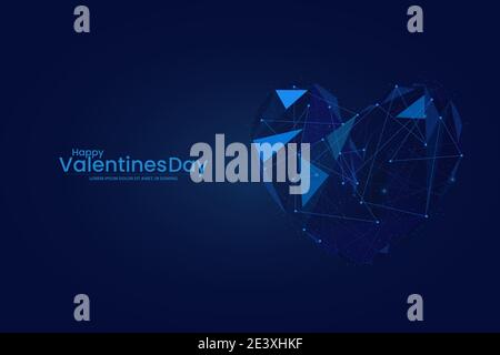 Alles Liebe zum Valentinstag Hintergrund. Low Poly Drahtmodell Happy Valentinstag Herz Hintergrund. Stock Vektor