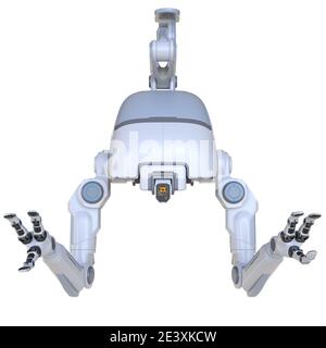 Sci - FI Industrielle Roboterarme isoliert auf dem weißen Stockfoto