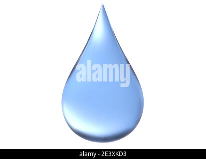 Ein Tropfen Wasser, isoliert auf Weiß Stockfoto