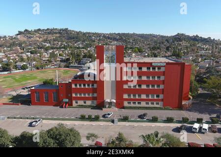 Eine Luftaufnahme der Ribet Academy College Preparatory School, Mittwoch, 21. Januar 2021, in Los Angeles. Stockfoto