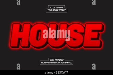 House Red Text Style-Effekt Stock Vektor