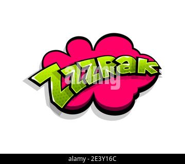 Schriftzug zrak, zzz, smack. Soundeffekte mit Comic-Logo. Vektorblase Symbol Sprachphrase, Zeichentrickfilm Schriftart Etikett, Sounds Illustration. Comics Buch funn Stock Vektor