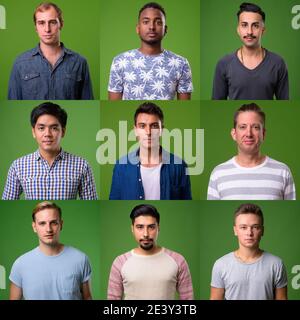 Collage von Männern, die die Kamera betrachten, die im Studio aufgenommen wurde Stockfoto