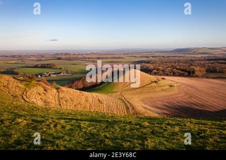 Blick von Cley Hill auf Warminster, Wiltshire Stockfoto