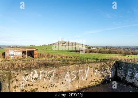 Verlassene Flak Bunker in der Nähe von Castle Hill, Huddersfield, West Yorkshire, England, Großbritannien Stockfoto