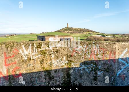 Verlassene Flak Bunker in der Nähe von Castle Hill, Huddersfield, West Yorkshire, England, Großbritannien Stockfoto