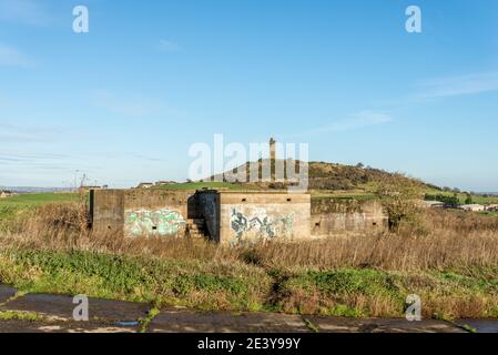 Verlassene Flak Bunker in der Nähe von Castle Hill, Huddersfield, West Yorkshire, England, Großbritannien Stockfoto