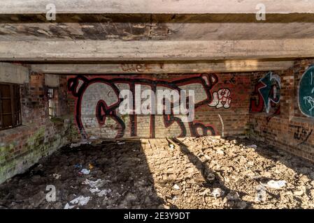 Verlassene Flak Bunker in der Nähe von Castle Hill, Huddersfield, West Yorkshire, England, Großbritannien Stockfoto