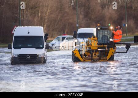 Trunk Road, Middlesbrough, Großbritannien. Donnerstag, 21. Januar 2021: Sturm Christoph hat Teile von Teeside und Cleveland über Nacht und durch diese m geschlagen Stockfoto